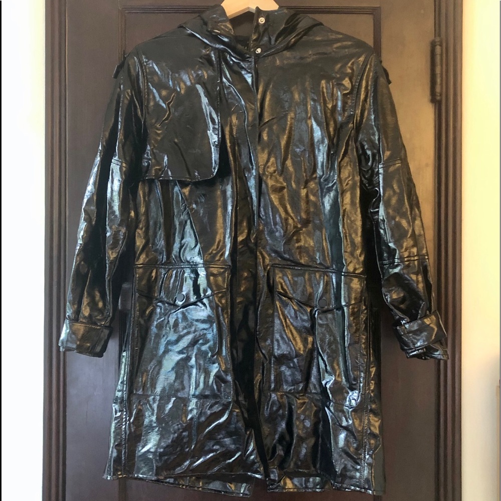Zara vinyl black raincoat. Size S.